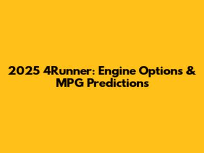 2025 4Runner: Engine Options & MPG Predictions