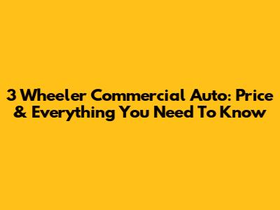 3 Wheeler Commercial Auto: Price & Everything You Need To Know