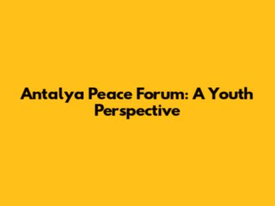 Antalya Peace Forum: A Youth Perspective