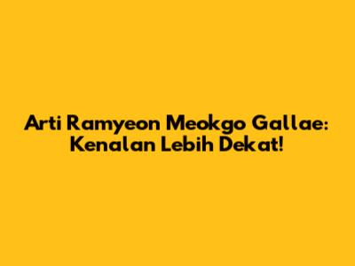 Arti Ramyeon Meokgo Gallae: Kenalan Lebih Dekat!