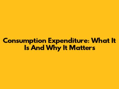 Consumption Expenditure: What It Is And Why It Matters