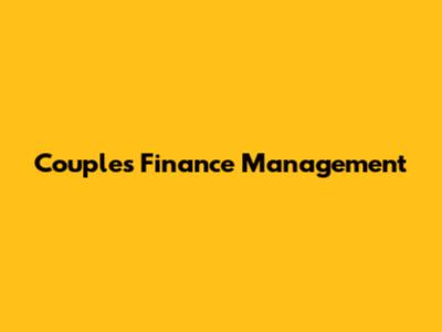 Couples Finance Management