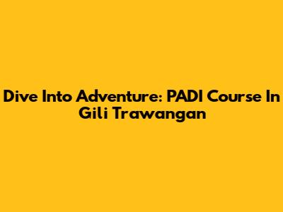 Dive Into Adventure: PADI Course In Gili Trawangan
