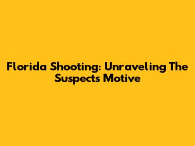Florida Shooting: Unraveling The Suspect's Motive