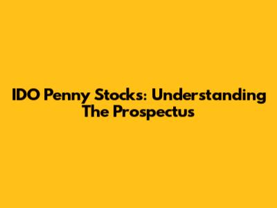 IDO Penny Stocks: Understanding The Prospectus