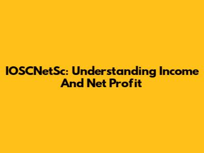IOSCNetSc: Understanding Income And Net Profit