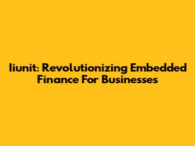 Iiunit: Revolutionizing Embedded Finance For Businesses