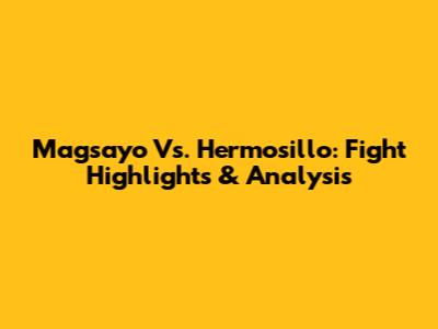Magsayo Vs. Hermosillo: Fight Highlights & Analysis