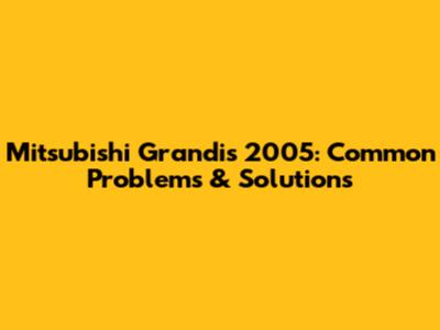 Mitsubishi Grandis 2005: Common Problems & Solutions