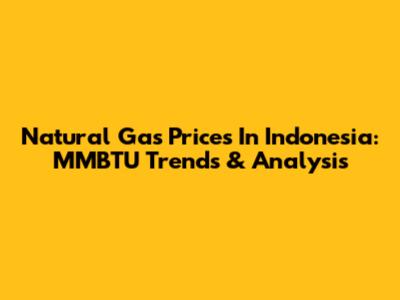 Natural Gas Prices In Indonesia: MMBTU Trends & Analysis