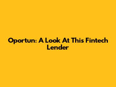 Oportun: A Look At This Fintech Lender