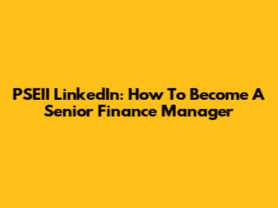PSEII LinkedIn: How To Become A Senior Finance Manager