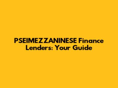 PSEIMEZZANINESE Finance Lenders: Your Guide