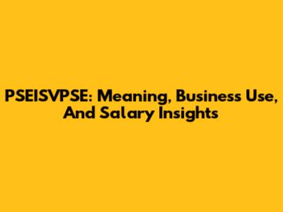 PSEISVPSE: Meaning, Business Use, And Salary Insights