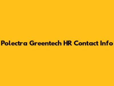 Polectra Greentech HR Contact Info