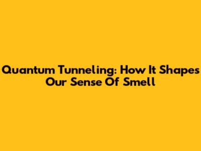 Quantum Tunneling: How It Shapes Our Sense Of Smell