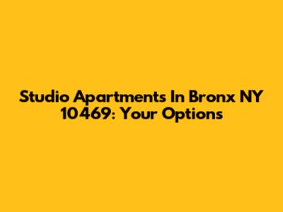Studio Apartments In Bronx NY 10469: Your Options