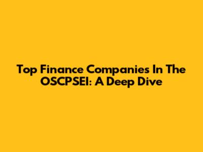 Top Finance Companies In The OSCPSEI: A Deep Dive