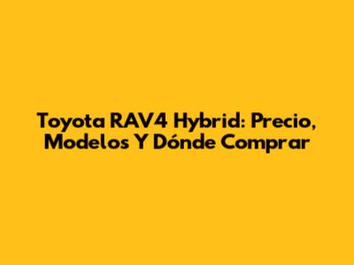 Toyota RAV4 Hybrid: Precio, Modelos Y Dónde Comprar