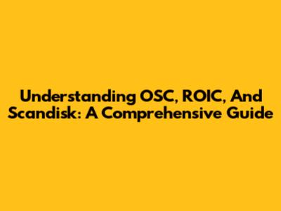 Understanding OSC, ROIC, And Scandisk: A Comprehensive Guide