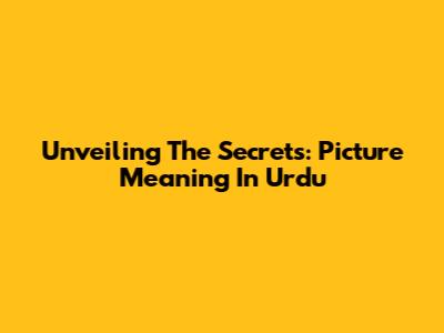 Unveiling The Secrets: Picture Meaning In Urdu